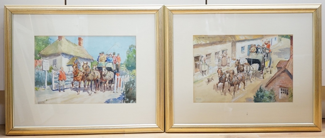 John Savile Lumley (1876-1960), pair of watercolours, Coaching scenes, each signed, 23 x 35cm. Condition - fair to good